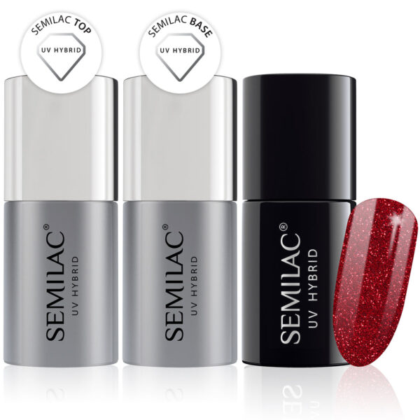 Semilac Base + Top + 026 My Love UV Gel Polish Set