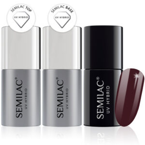 Semilac Base + Top + 030 Dark Chocolate UV Gel Polish Set