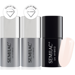 Semilac Base + Top + 032 Biscuit UV Gel Polish Set