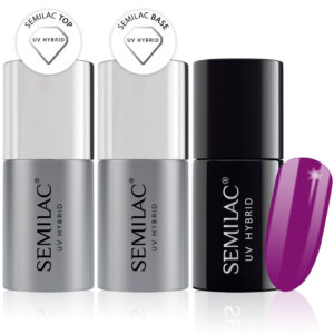 Semilac Base + Top + 034 Mardi Grass UV Gel Polish Set