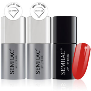 Semilac Base + Top + 039 Sexy Red UV Gel Polish Set