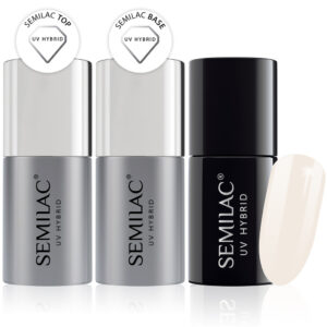 Semilac Base + Top + 050 French Vanilla UV Gel Polish Set