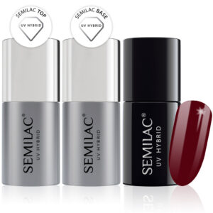 Semilac Base + Top + 071 Colour_Deep red UV Gel Polish Set