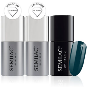 Semilac Base + Top + 074 Prussian Blue UV Gel Polish Set