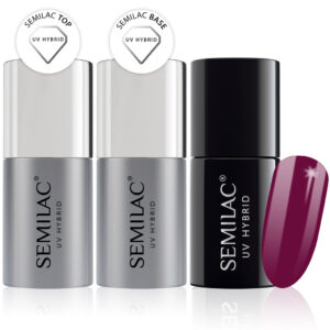 Semilac Base + Top + 082 Luminous Cyclamen UV Gel Polish Set