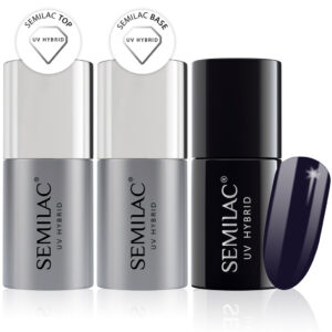 Semilac Base + Top + 089 Black Plum UV Gel Polish Set