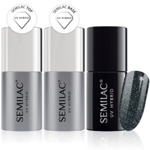 Semilac Base + Top + 096 Starling Night UV Gel Polish Set