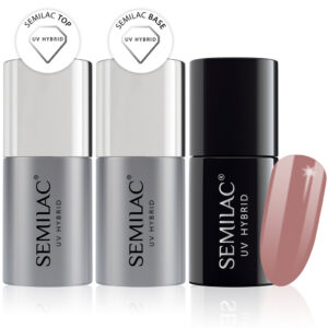 Semilac Base + Top + 097 Indiana Rose UV Gel Polish Set