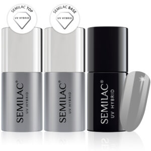 Semilac Base + Top + 105 Stylish Grey UV Gel Polish Set