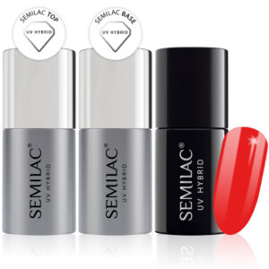 Semilac Base + Top + 134 Red Carpet UV Gel Polish Set