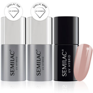 Semilac Base + Top + 136 Creamy Muffin UV Gel Polish Set