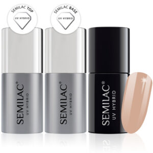 Semilac Base + Top + 137 Cinnamon Coffee UV Gel Polish Set