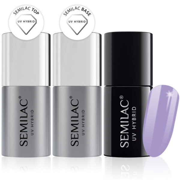 Semilac Base + Top + 145 Lila Story UV Gel Polish Set