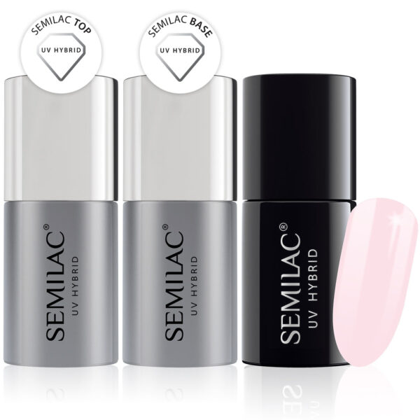Semilac Base + Top + 159 Yasmin Kiss UV Gel Polish Set