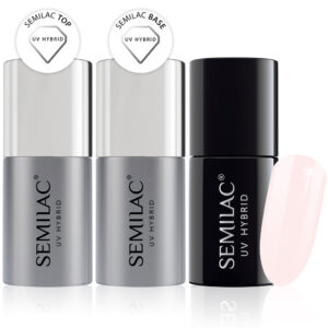 Semilac Base + Top + 162 Creamy Cookie UV Gel Polish Set