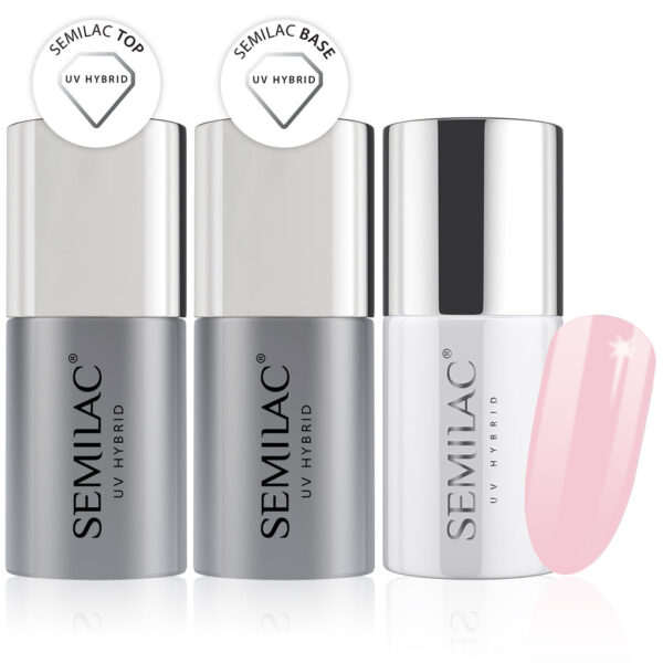 Semilac Base + Top + 192 Lila Rose UV Gel Polish Set