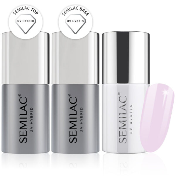Semilac Base + Top + 193 Cold Lila UV Gel Polish Set