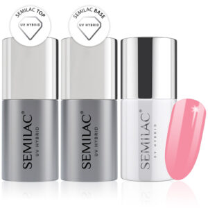 Semilac Base + Top + 212 Natural Pink UV Gel Polish Set