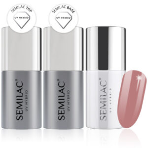 Semilac Base + Top + 213 Nude Red UV Gel Polish Set