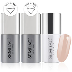 Semilac Base + Top + 215 Cold Beige UV Gel Polish Set