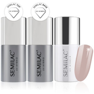 Semilac Base + Top + 220 Nougat Beige UV Gel Polish Set