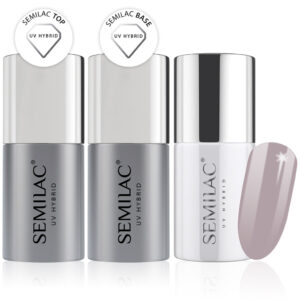 Semilac Base + Top + 221 Smoky Beige UV Gel Polish Set