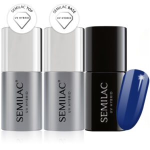 Semilac Base + Top + 308 Festive Blue UV Gel Polish Set