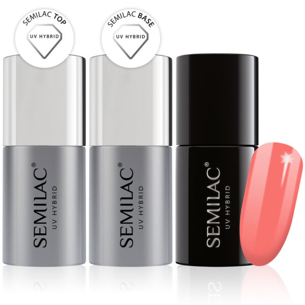 Semilac Base + Top + 363 Walk With Me UV Gel Polish Set