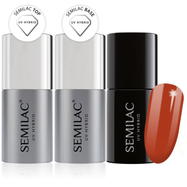 Semilac Base + Top + 402 Spicy Pumpkin UV Gel Polish Set