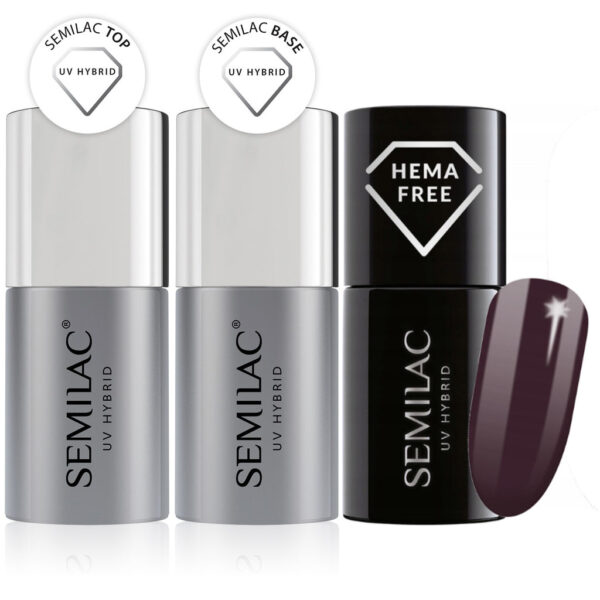 Semilac Base + Top + 412 Earth Brown UV Gel Polish Set