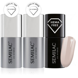 Semilac Base + Top + 414 Evening Sand UV Gel Polish Set