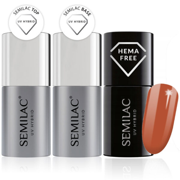 Semilac Base + Top + 417 Safari Sunset UV Gel Polish Set