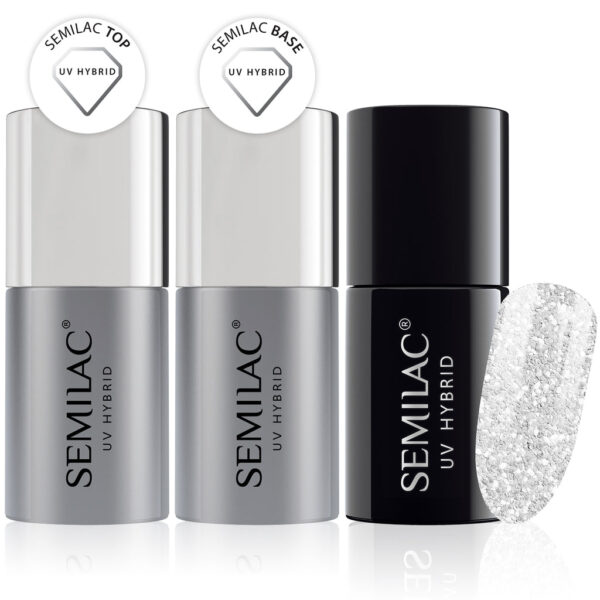 Semilac Base + Top + 503 Diamond Dust UV Gel Polish Set